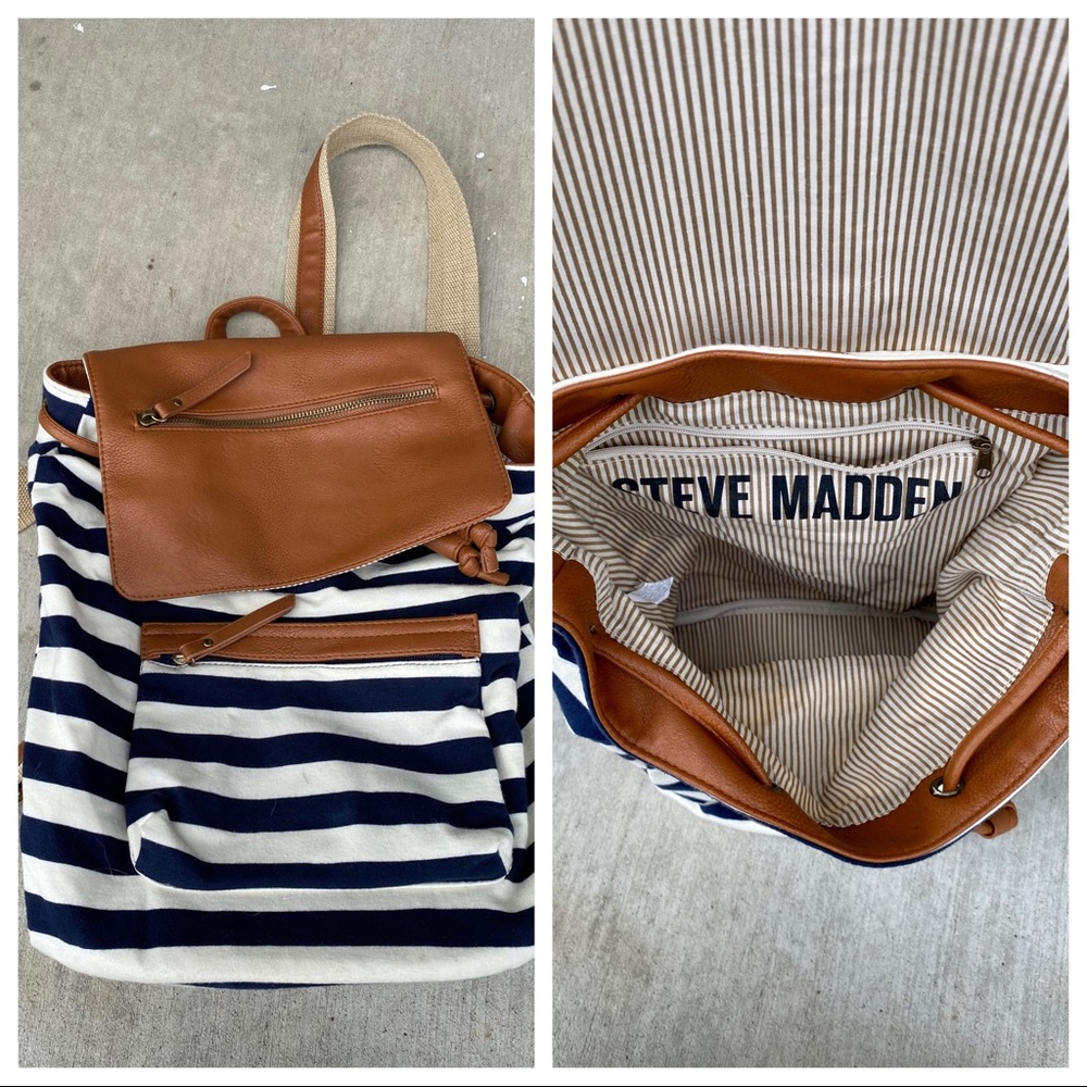 Steve Madden striped cinching backpack